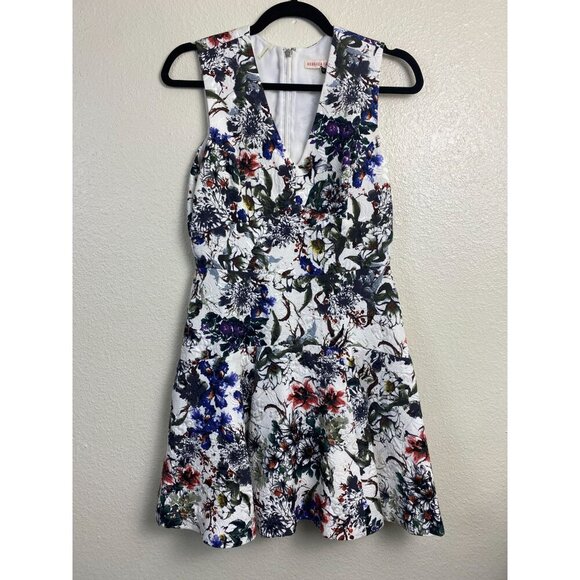 Rebecca Taylor Silk Blend Matelasse Floral Print Skater Dress Size 4 Fit & Flare - Picture 3 of 16